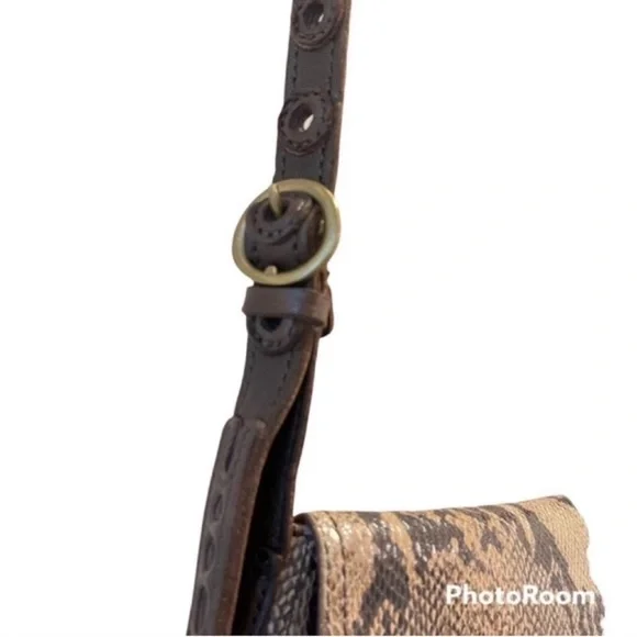 Lucky Brand Crossbody Bag Snake Embossed Leather Purse Brown Tan